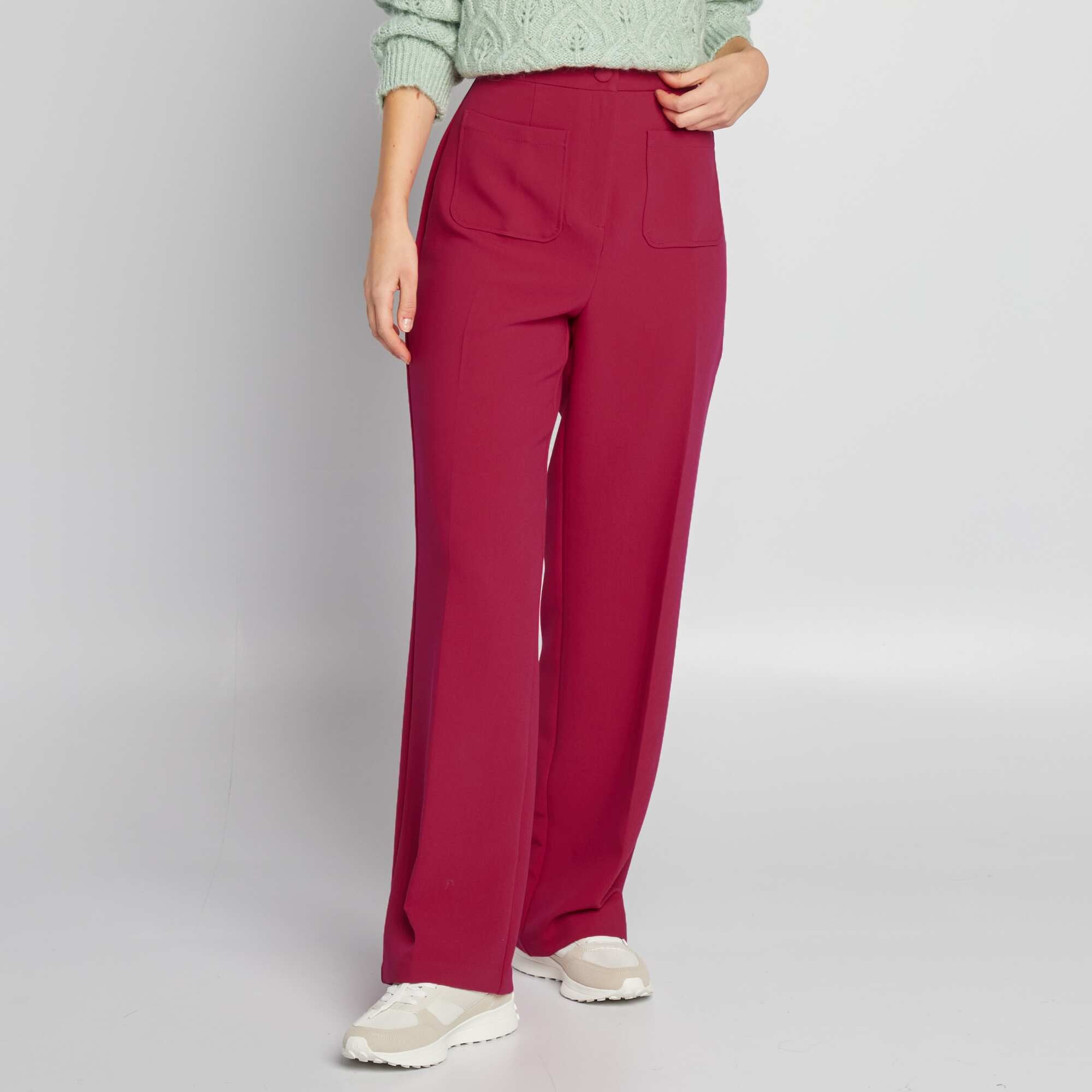Pantalon droit avec 2 poches plaqu es Rouge